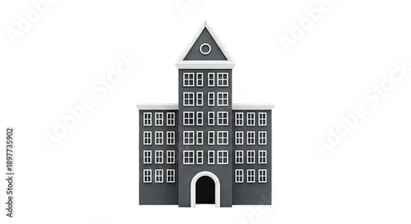 Obraz Stylized Gray Building with White Windows