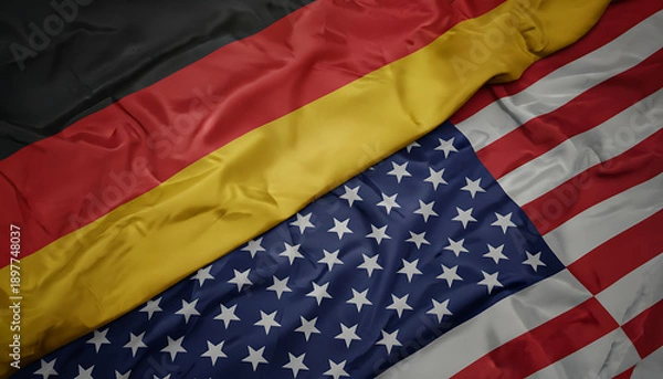 Obraz German and American flags overlapping close-up