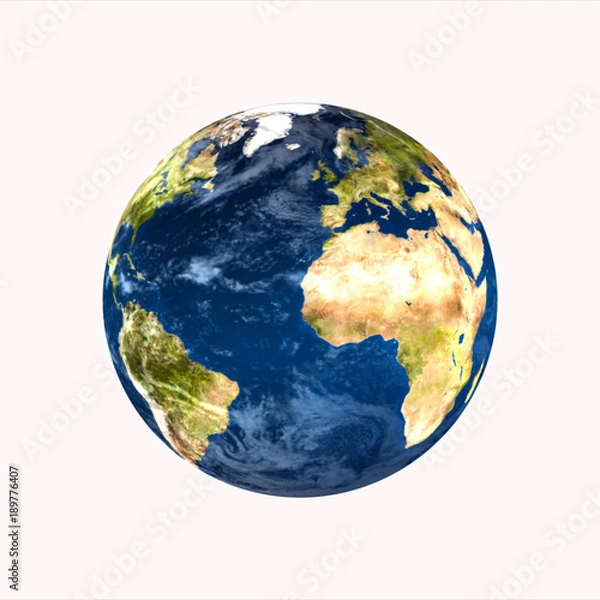 Obraz planet earth on white background 3d rendering