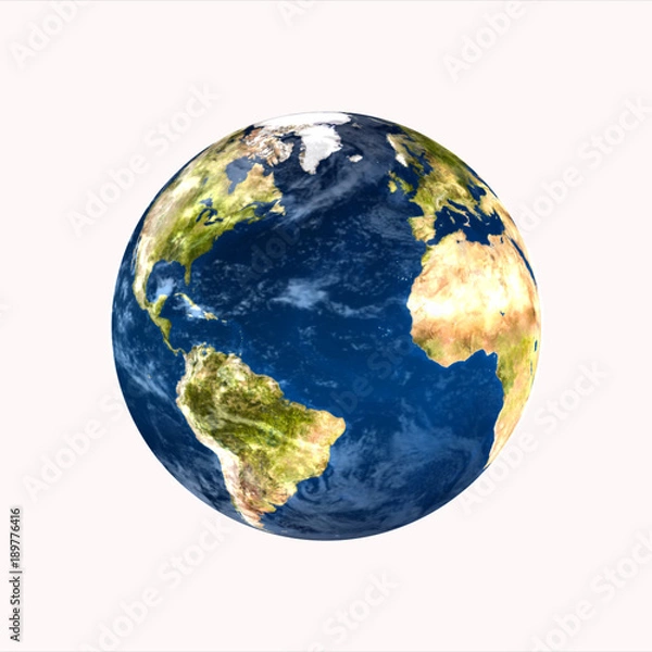 Obraz planet earth on white background 3d rendering