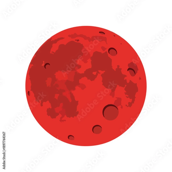 Obraz Red Moon Blood Lunar Surface Vector Icon