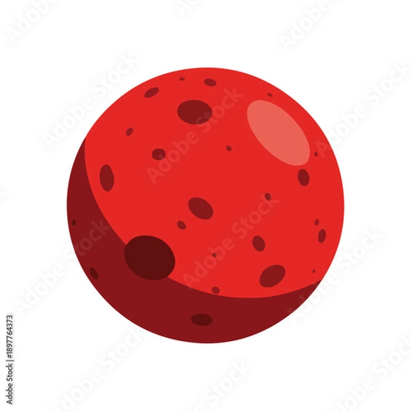 Obraz Red Craters Planet Icon Flat Vector Illustration Isolated
