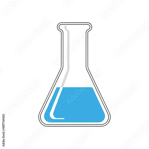 Obraz Erlenmeyer Flask Blue Liquid Science Lab Icon