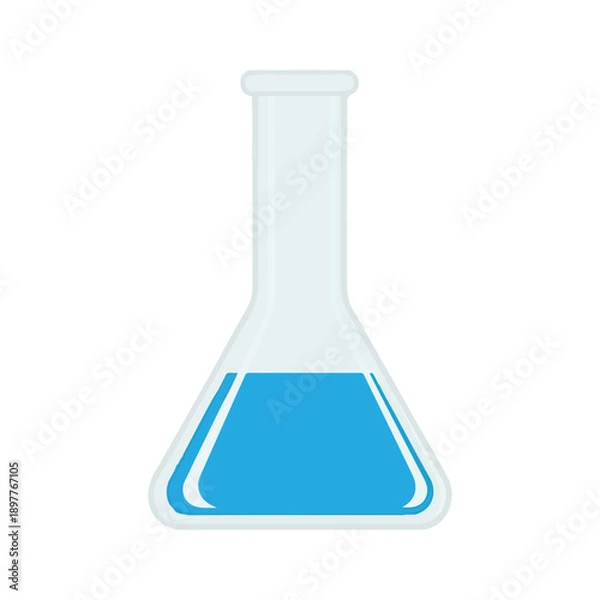 Fototapeta Laboratory Erlenmeyer Flask Icon Blue Liquid Simple Vector
