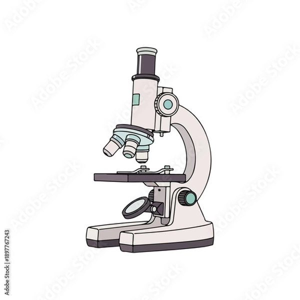 Fototapeta Science Microscope Hand Drawn Vector Illustration