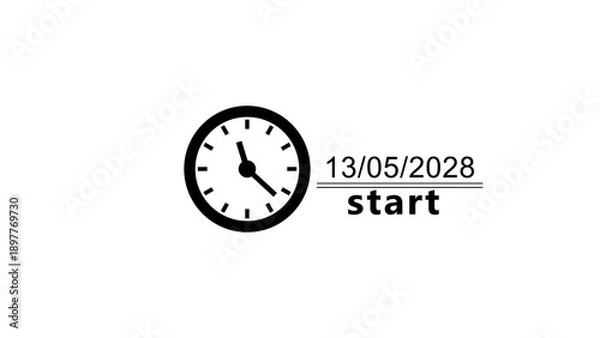 Obraz Calendar date clock icon illustration. Counting date, clock timer. Time and date clock.