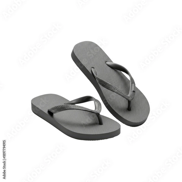 Fototapeta Gray flip flops on Transparent Background