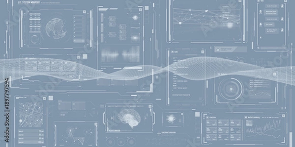 Obraz Digital technology image background. Wide angle visual for banners or advertisements.