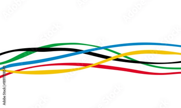 Obraz abstract geometric background, five colors curved lines