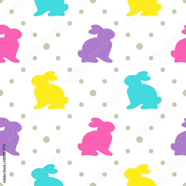 Obraz Cute geometric Easter seamless pattern design with bunny and dots