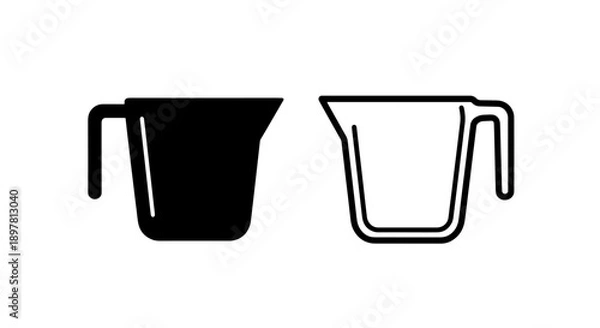 Obraz Jug Measuring Cup Icons: Solid and Outline Styles for Kitchen Measuring Needs