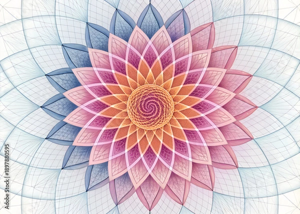 Obraz Spiraling grid turning into flower petals.