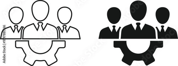 Fototapeta Professional Team Management and Workforce Engineering Icon Vector Set