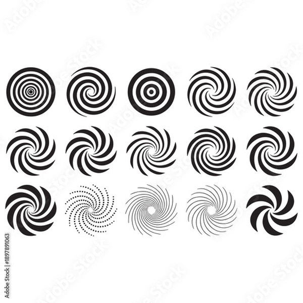 Obraz Abstract Black Spiral Patterns Vector Collection Modern Design Elements