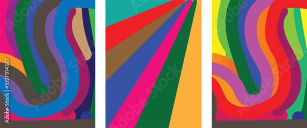 Obraz Abstract Colorful Wavy Pattern Background Set.