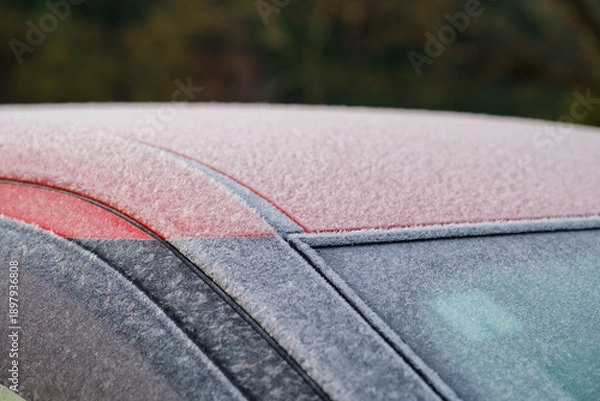 Obraz 凍り付いた車のボディ　寒冷地