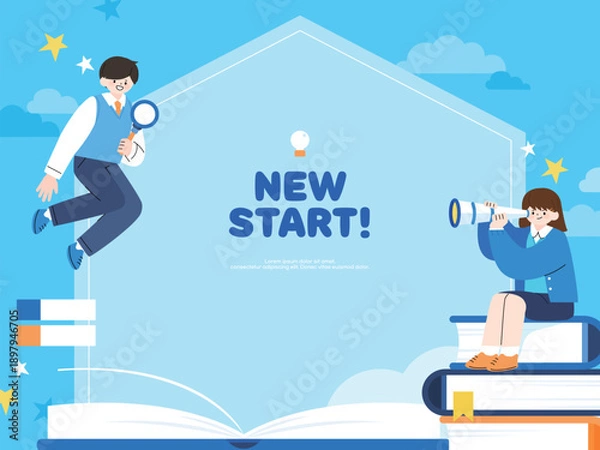 Obraz 새학기 어린이 학생 일러스트 템플릿 10
