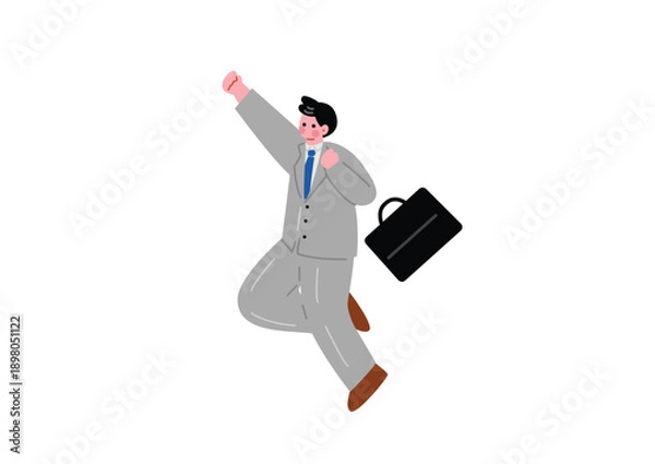 Obraz ジャンプして喜ぶサラリーマン男性