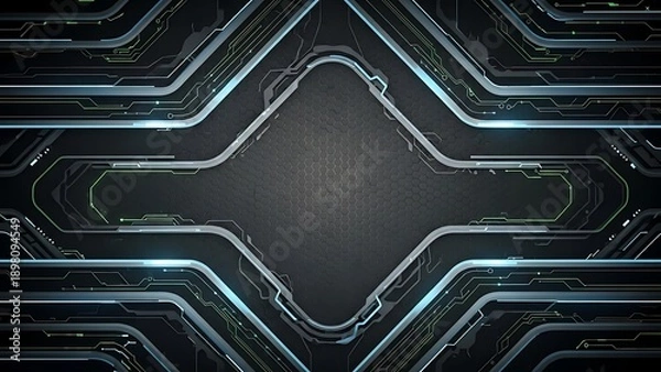Obraz Symmetrical glowing circuit board pattern background