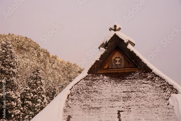 Obraz 美山かやぶきの里の冬