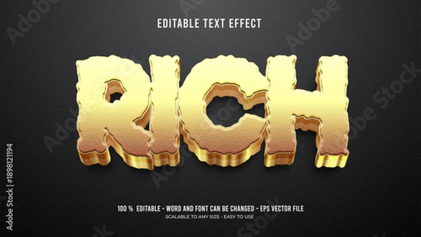 Fototapeta rich editable text effect 3d premium vector