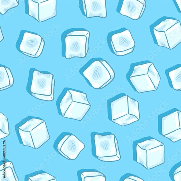 Fototapeta Vector Seamless Pattern of Ice Cubes