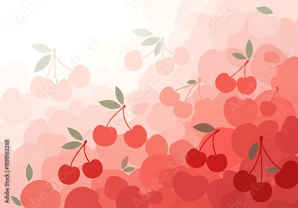Obraz Abstract Cherry Gradient Background, Modern Stylized Cherry Pattern, Soft Pink Red Hues, Graphic Design Element