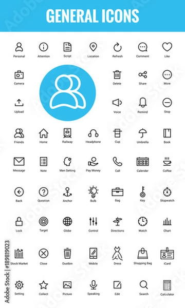 Fototapeta General icons set