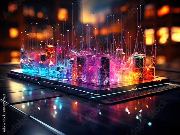 Obraz Alluring Abstract technology background with Big data. Internet connection,