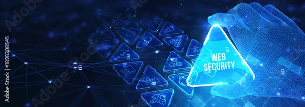 Obraz Web security. Cyber security, computer data encryption and internet protection. 3d illustration