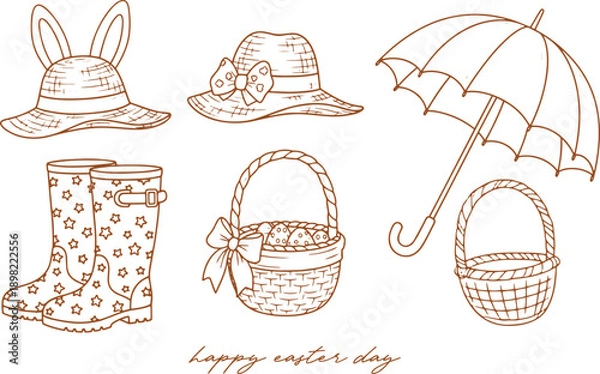 Obraz Christian Easter and Spring Hand Drawn Sketch Vector Art