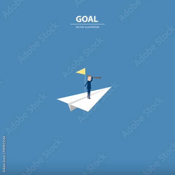 Fototapeta A different paper rocket flying out from others. Business concept of talent, leadership, teamwork, creativity and recruitment. Vector illustration.