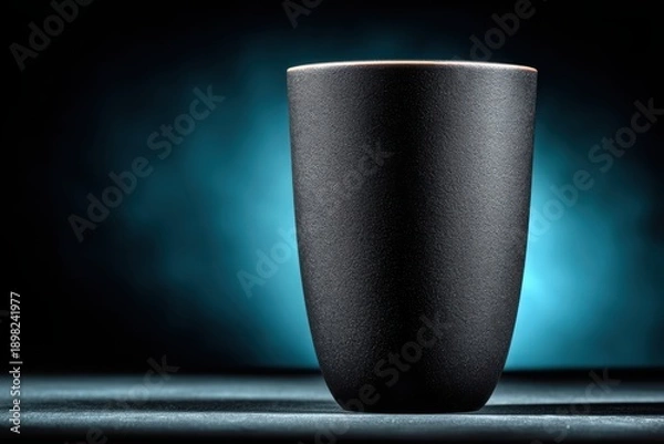 Obraz Modern black ceramic mug on dark surface