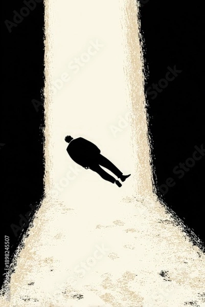 Obraz Silhouette Man Falling In Light Beam