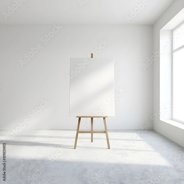 Obraz blank canvas on easel in empty art studio