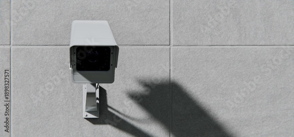 Obraz Security CCTV camera, surveillance and mounted on wall, total control background