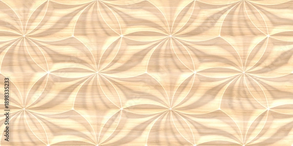 Obraz Wood triangular Abstract polygonal background from wooden, 3d render seamless floral pattern