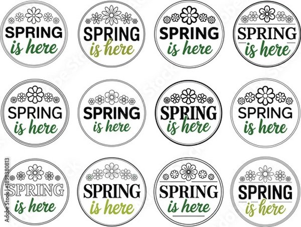 Obraz Spring is Here Round Sign SVG
