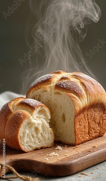 Obraz Fresh bakery bread close-up, crispy golden crust