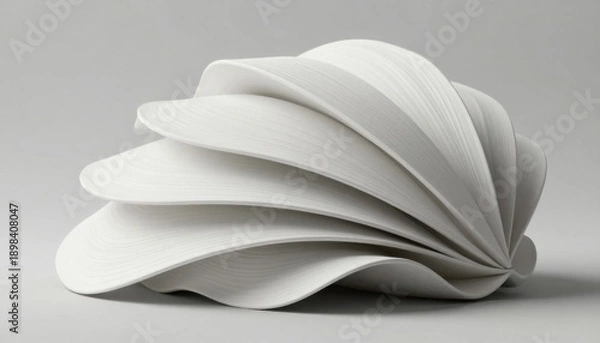 Obraz White layered wave sculpture abstract 3D render