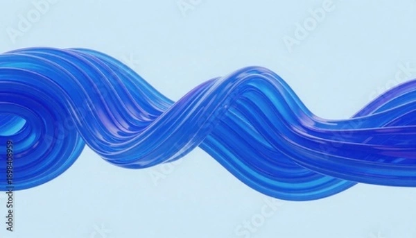 Obraz Blue glass twisted wave ribbon 3D render
