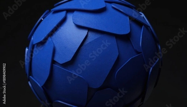 Obraz Blue geometric sphere abstract 3D render on black background