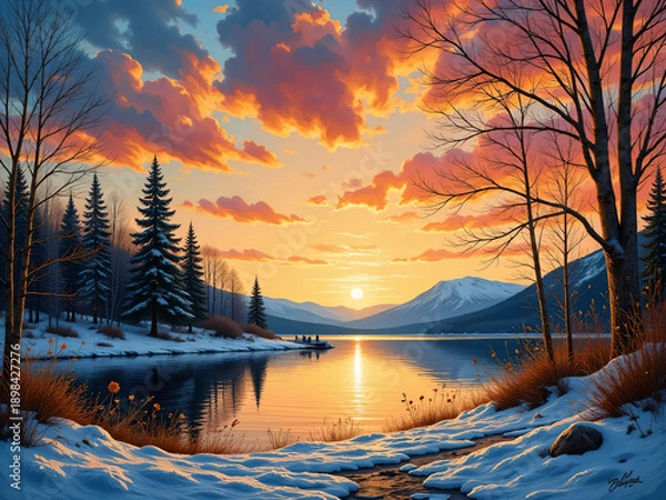 Obraz sunset in the mountains