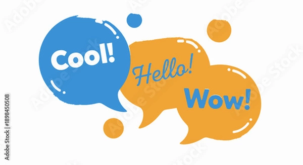 Obraz colorful speech bubbles with cool hello wow text