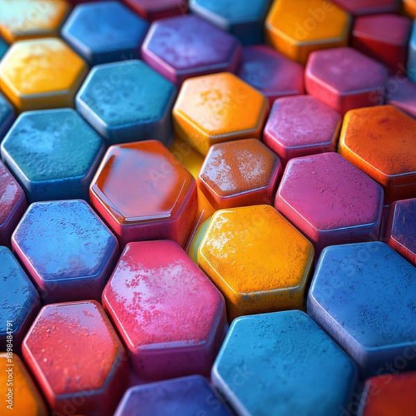 Obraz Colorful hexagonal tiles create stunning abstract pattern