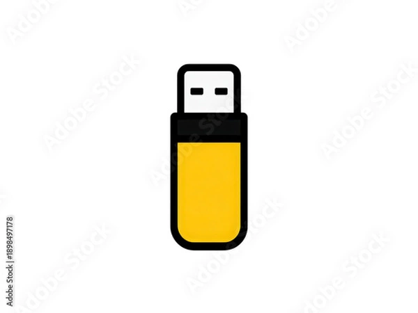 Obraz A yellow USB drive with a black handle
