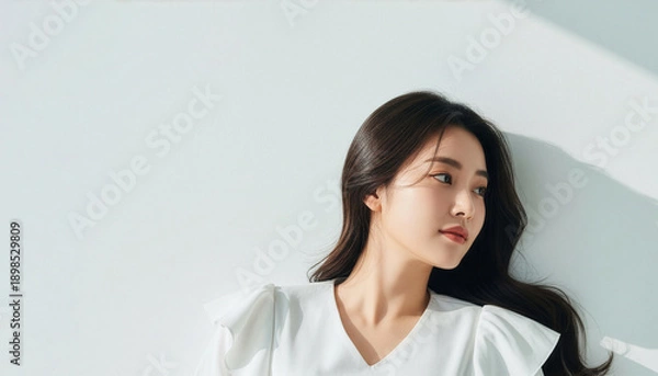 Obraz おしゃれなカットモデル女性の自然光ポートレート (Soft Radiance Portrait Series)	