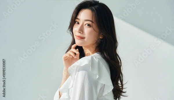 Obraz おしゃれなカットモデル女性の自然光ポートレート (Soft Radiance Portrait Series)	