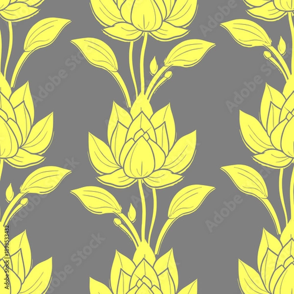 Obraz simple seamless gray and yellow floral pattern, texture, design