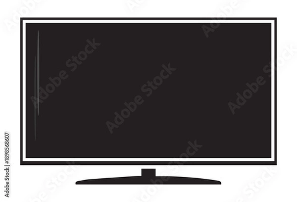 Obraz Black Flat Screen Television Set Icon on White Background